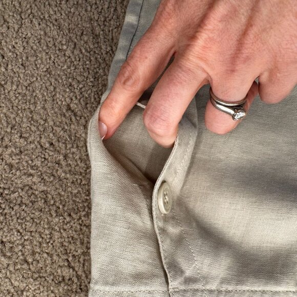 Chicos Linen Pants Womens L Beige Wide Leg Button Pull On Old Money Preppy Coast - Picture 5 of 7